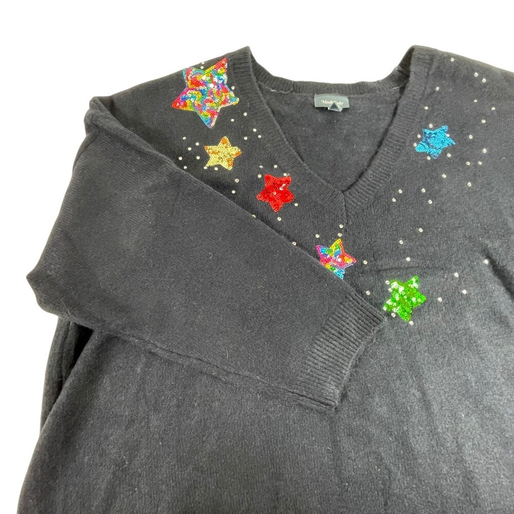 Modcloth Star Sequin Sweater Womens 4X Plus Navy